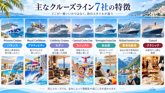 クルーズ会社7社の比較